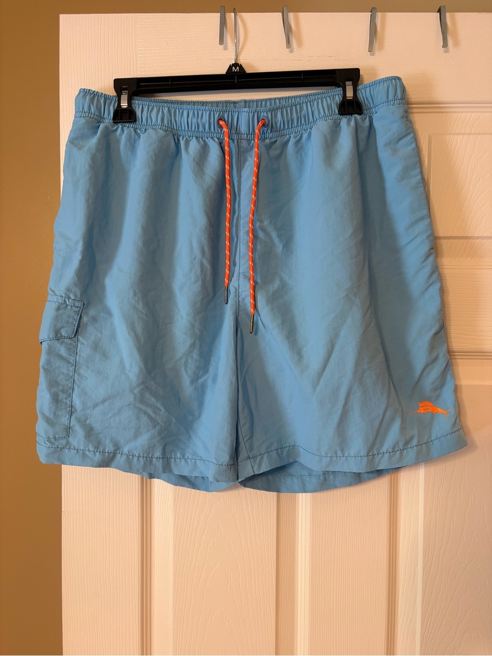 Tommy Bahama Swim Trunks Blue Drawstring Elastic Waist Board Shorts Tropical